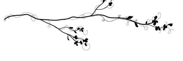 Черные веточки на белом фоне