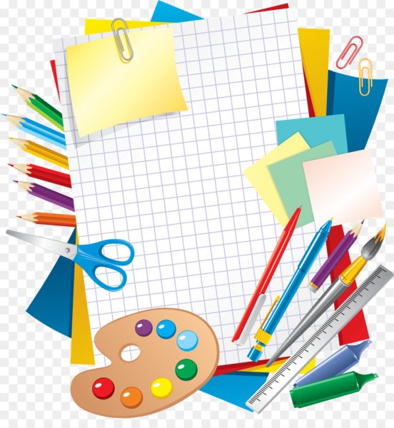 Школьные принадлежности на прозрачном фоне