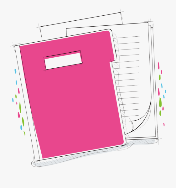 Розовый блокнот на прозрачном фоне