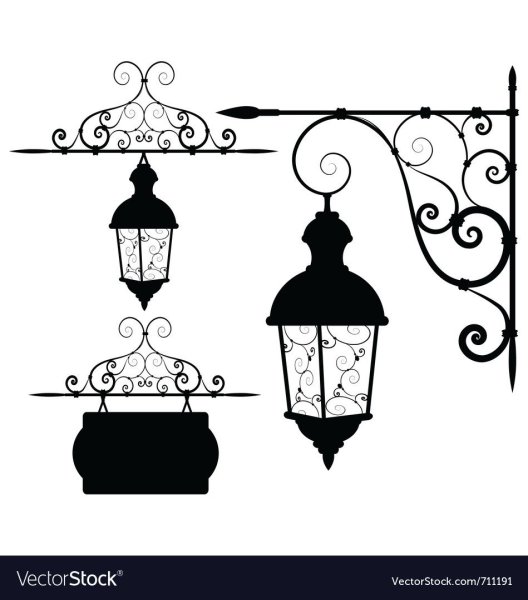 Трафарет уличного фонаря на стену