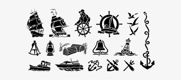 Морские атрибуты силуэт