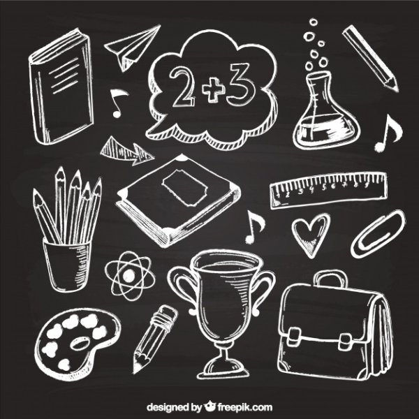 Школьные предметы мелом