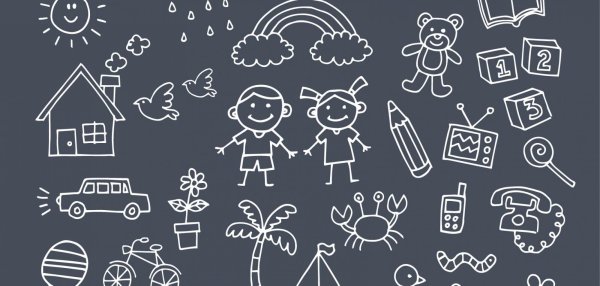 Элементы узоры на меловой доске