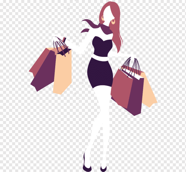 Рисованная девушка с покупками