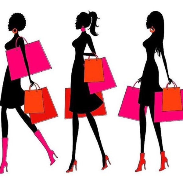 Силуэт девушки с покупками