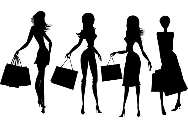 Силуэт девушки с покупками
