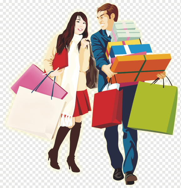 Мужчина и женщина с покупками