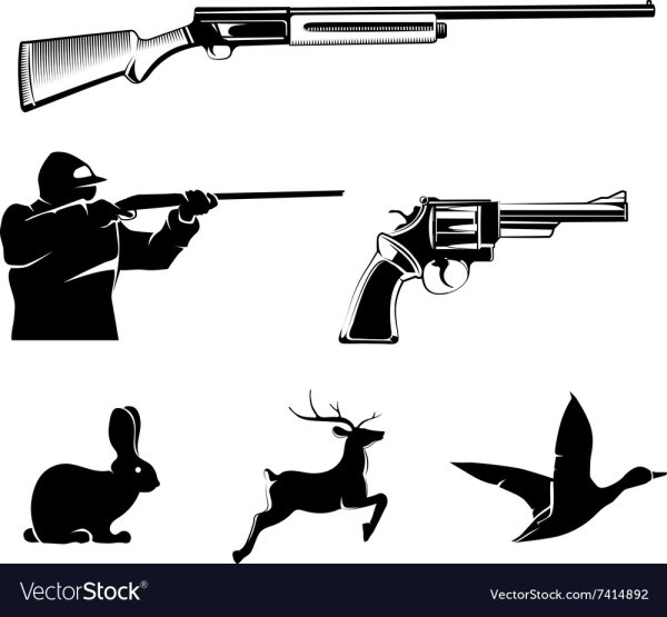 Силуэт охотника с ружьем