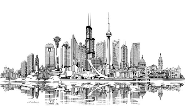 Эскиз современного города