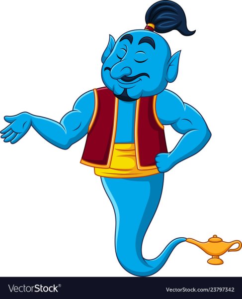 Джин из лампы на прозрачном фоне