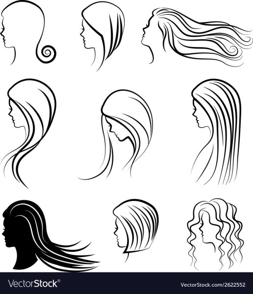 Силуэт девушки с волосами