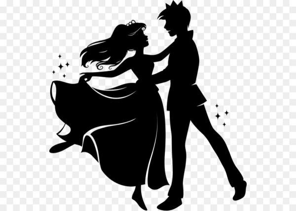 Танцующие принц и принцесса силуэт