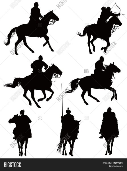 Воин на лошади силуэт