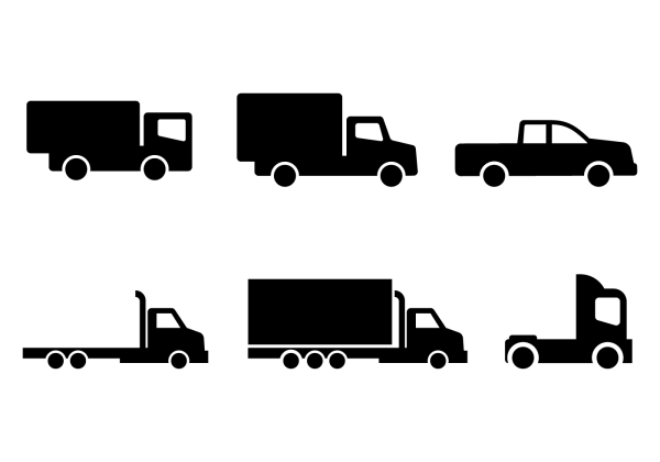 Грузовик сбоку черно белый