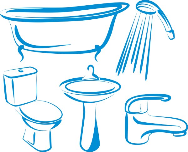 Раковина и туалет Векторная