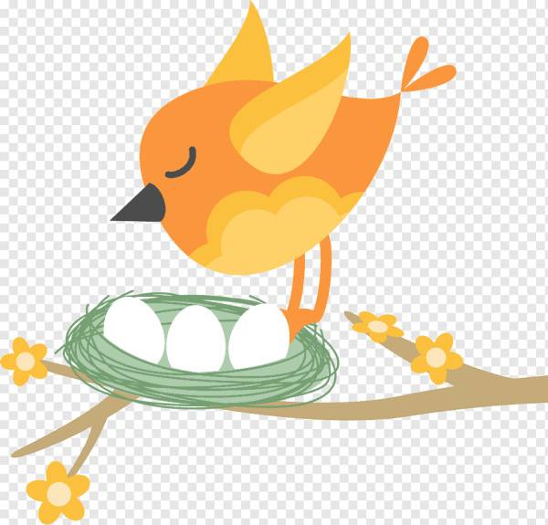 Птичка с гнездами мультяшные