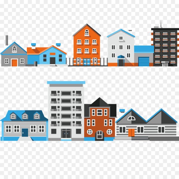 Векторный многоэтажный дом