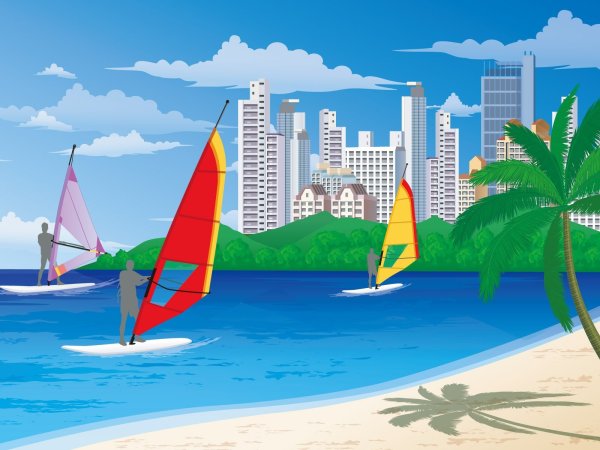 Лето пляж вектор