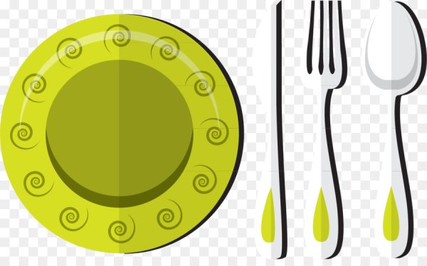 Тарелка с ложкой вектор