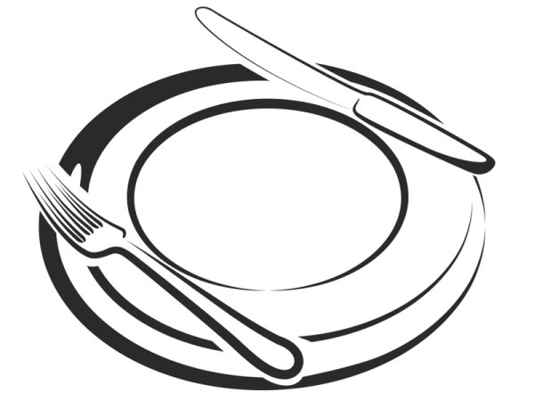 Тарелка с ложкой контур