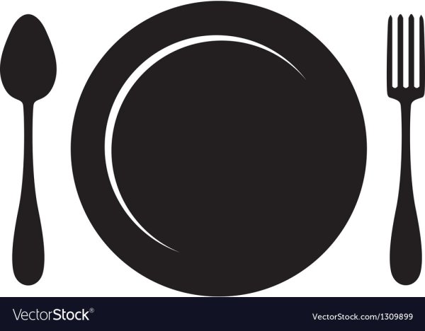 Тарелка с приборами вектор