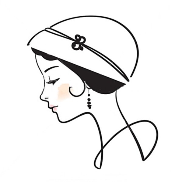 Рисунок головы девушки в шляпке