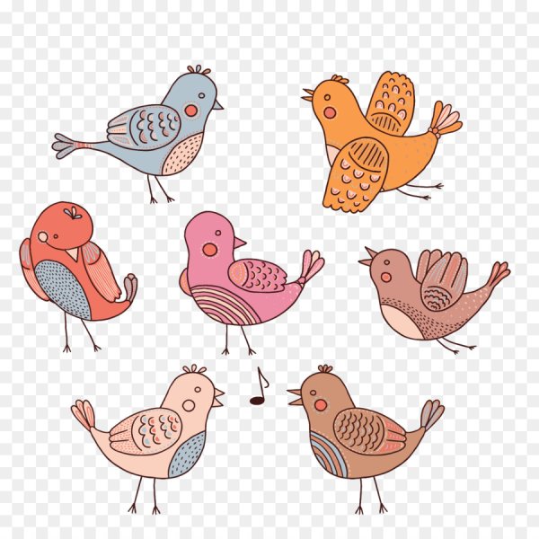 Стилизованные милые птицы