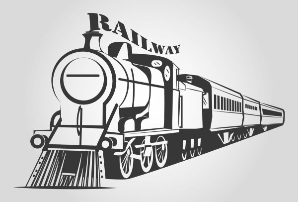 Тепловоз вектор силуэт