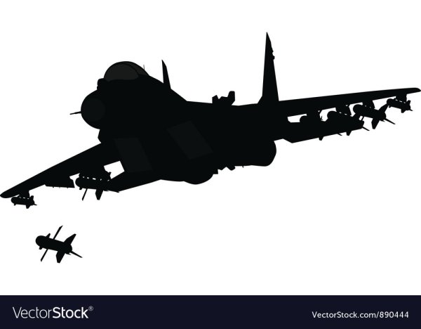Военный истребитель в полете силуэт