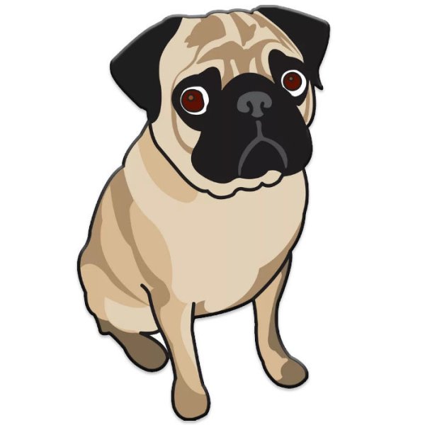 Мопс арт на белом фоне