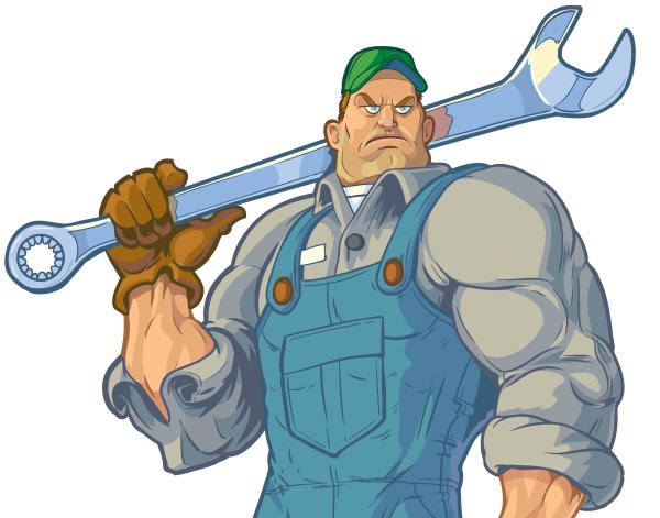 Механик на белом фоне