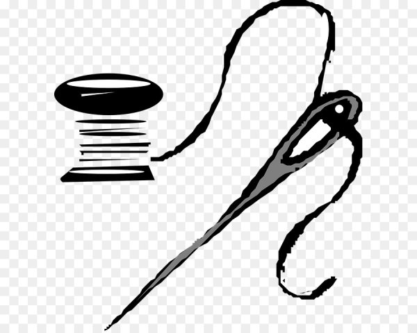 Иголка с ниткой на прозрачном фоне