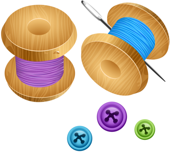 Швейные принадлежности на прозрачном фоне