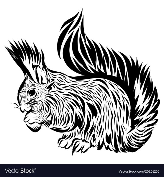 Тату белка черно белая