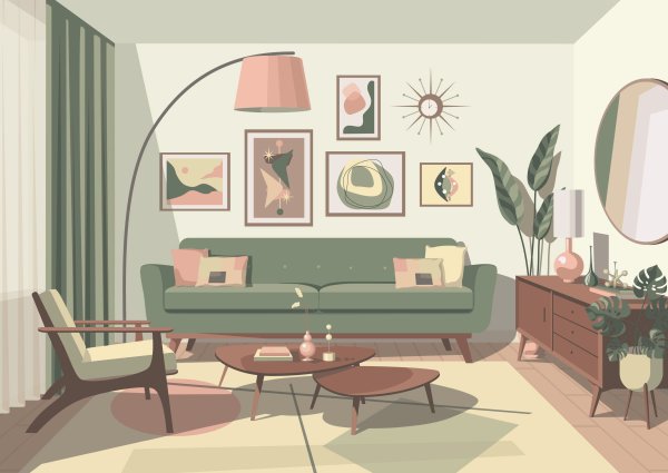 Интерьер Векторная Графика