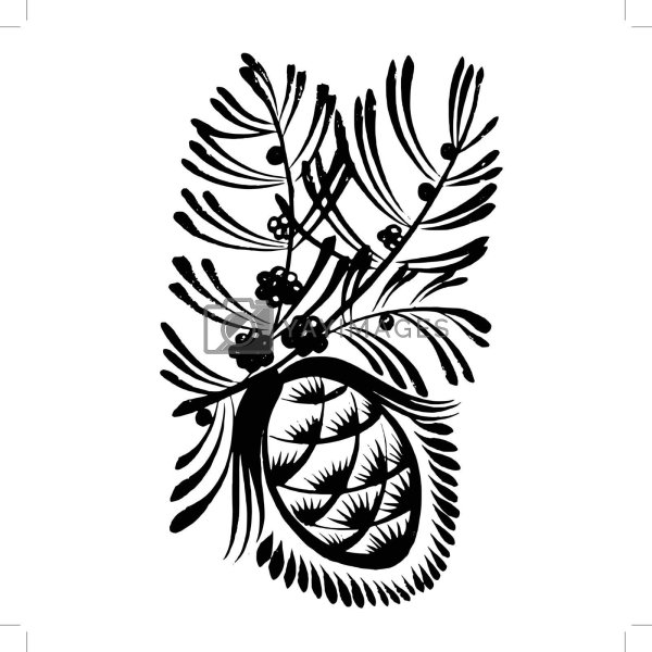 Стилизованная ветка с шишкой