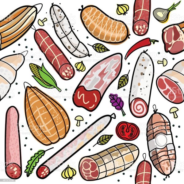 Колбаса раскраска для детей