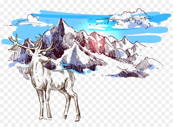 Олень в горах вектор