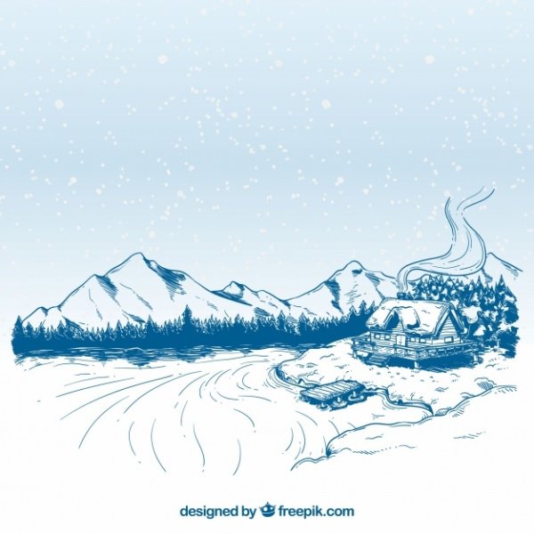 Зимний пейзаж иллюстрация Векторная