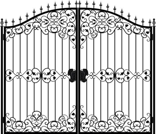 Кованые ворота на белом фоне
