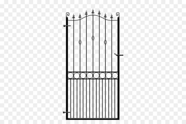 Железная калитка прутьями на прозрачном фоне