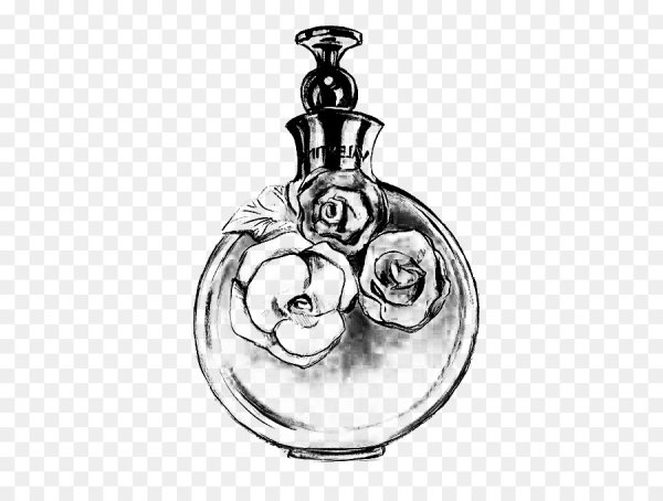 Флакон духов черно белый
