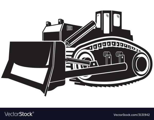 Бульдозер силуэт