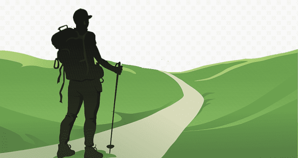 Силуэт туриста с рюкзаком