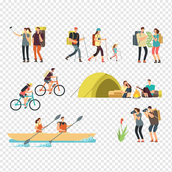 Мультяшный человек турист