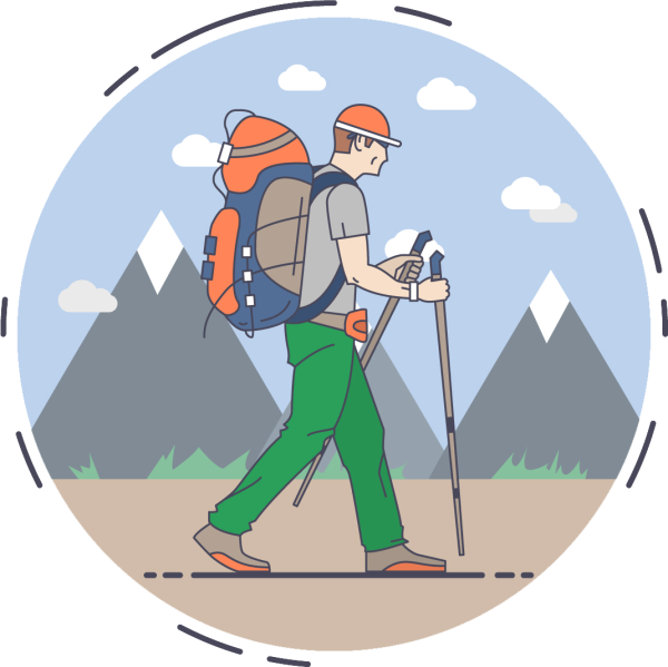 Силуэт путешественника с рюкзаком