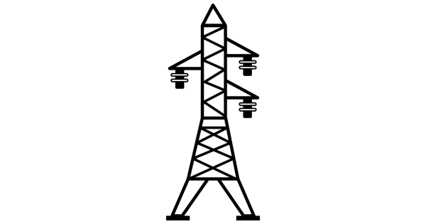 Опора ЛЭП на белом фоне