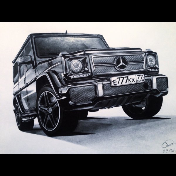 Мерседес g63 AMG карандашом