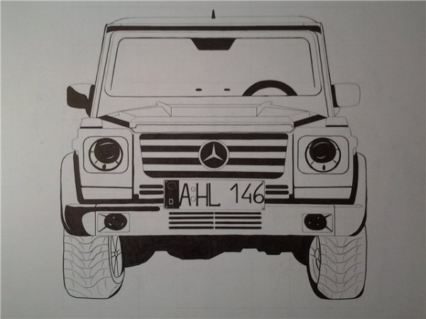 Мерседес g 55 АМГ карандашом
