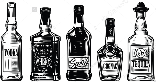 Бутылка водки на белом фоне